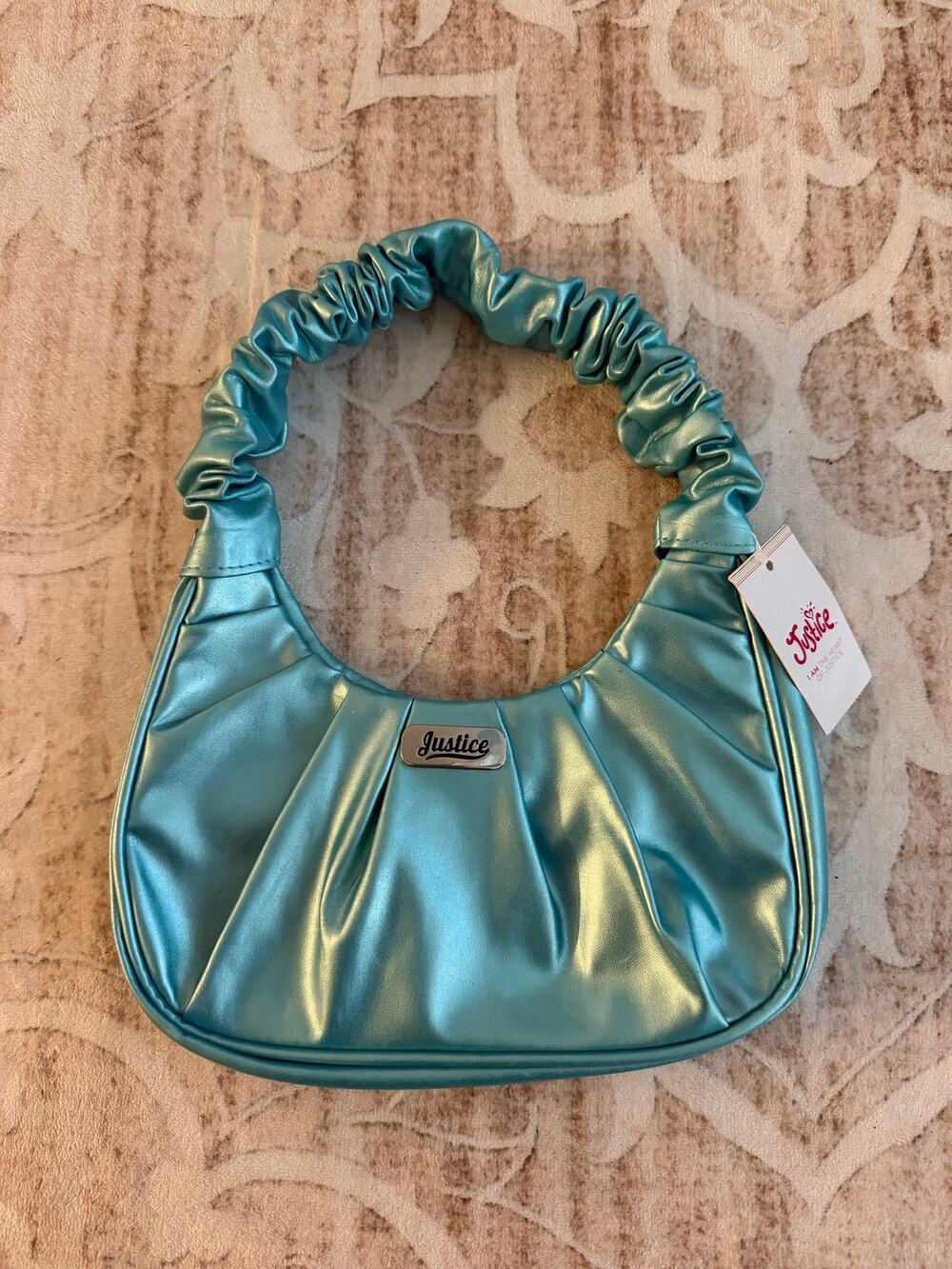 Deadstock Justice Blue Satin Scrunch Shoulder Bag